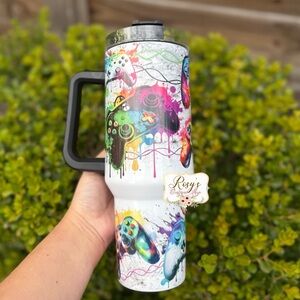 Video game watercolor 40oz tumbler